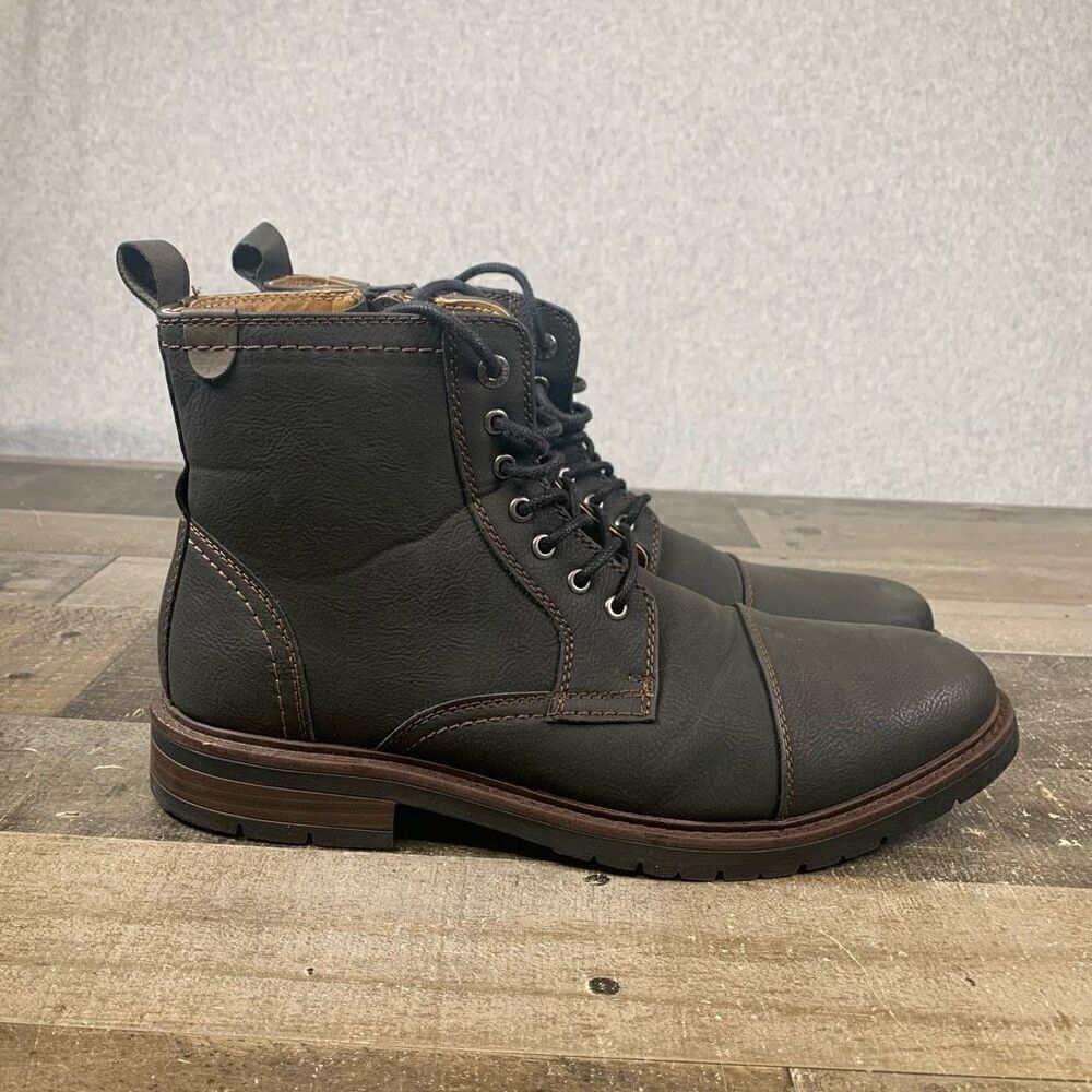 Dockers Men’s Size 10 Rawls Rugged Cap Toe Boots Black Lace Up Foootwear